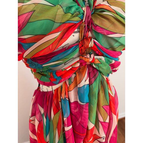 B39 Ronny Kobo Natasha Halter Dress M Whimsical Coquette Resortcore Swiftie - Picture 9 of 11